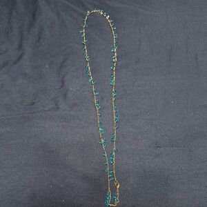 Elegant Gold and Blue Beaded Necklace